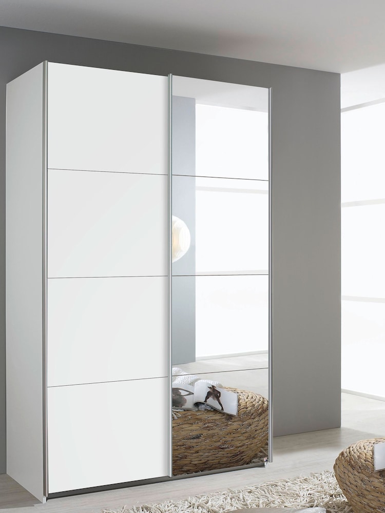 Rauch White Cameron Wood and Mirror Sliding Semi 1.3m Sliding Fitted Wardrobe - Image 1 of 2