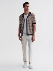 Reiss Navy Lotus Knitted Cuban Collar Shirt - Image 3 of 6