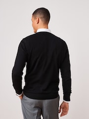 Black V-Neck Regular Soft Touch Knit Jumper - Image 3 of 7