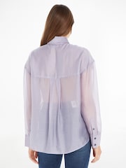 Calvin Klein Jeans Purple Sheer Long Sleeve Shirt - Image 2 of 6