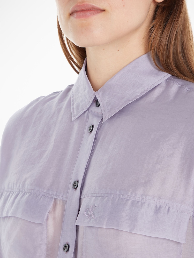 Calvin Klein Jeans Purple Sheer Long Sleeve Shirt - Image 3 of 6