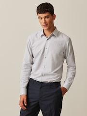Light Grey Slim Fit Easy Care Textured Shirt - Image 1 of 6