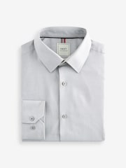 Light Grey Slim Fit Easy Care Textured Shirt - Image 5 of 6