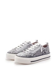 Moda in Pelle Grey Flissie Leather Zip And Lace Slab Sole Trainers - Image 2 of 4