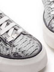 Moda in Pelle Grey Flissie Leather Zip And Lace Slab Sole Trainers - Image 3 of 4