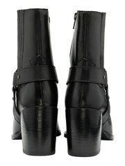 Ravel Black Leather Heeled Mid Calf Boots - Image 3 of 4