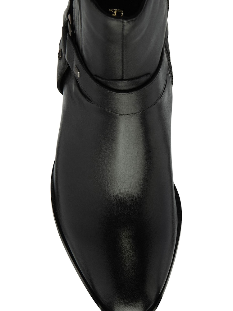 Ravel Black Leather Heeled Mid Calf Boots - Image 4 of 4