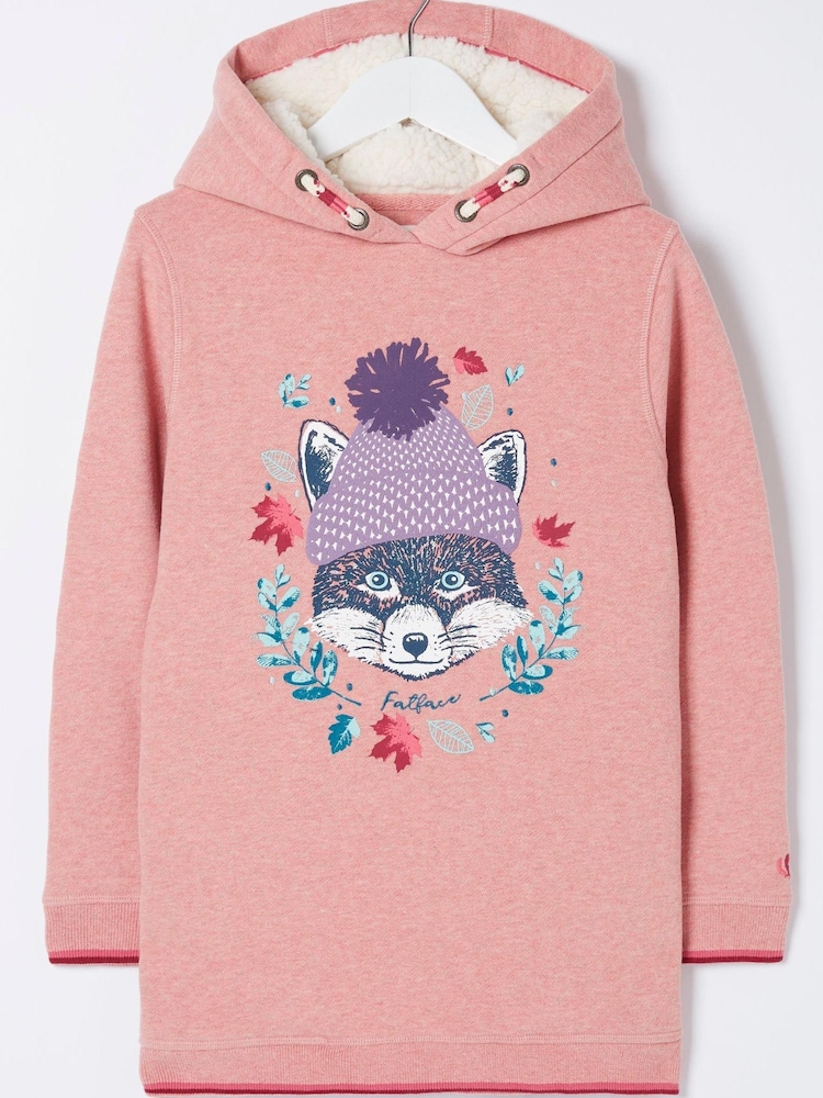 FatFace Pink Fox Longline Hoodie - Image 1 of 2