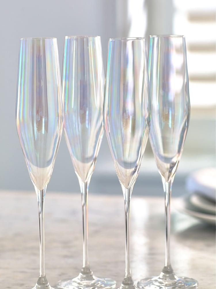 Paris Set of 4 Iridescent Lustre Champagne Flutes - Image 2 of 5