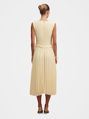Forever New Yellow Emilia 2 in 1 Pleated Midi Dress - Image 2 of 4