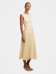 Forever New Yellow Emilia 2 in 1 Pleated Midi Dress - Image 4 of 4