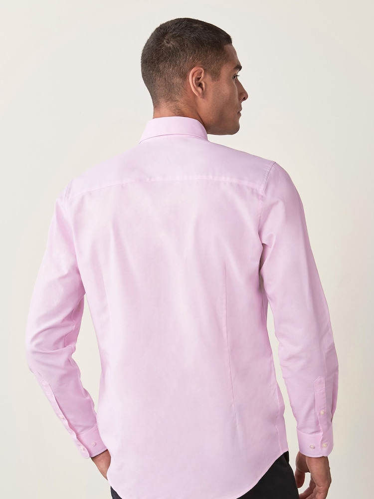 Light Pink Slim Fit Button Down Easy Iron Oxford Shirt - Image 2 of 7