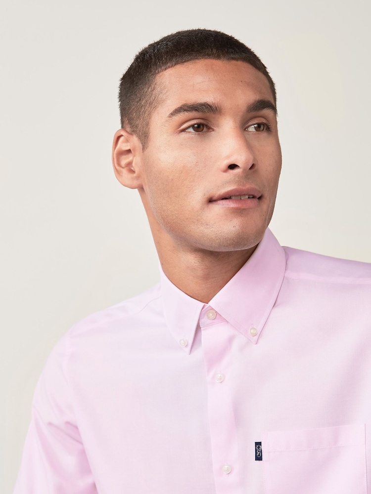 Light Pink Slim Fit Button Down Easy Iron Oxford Shirt - Image 4 of 7