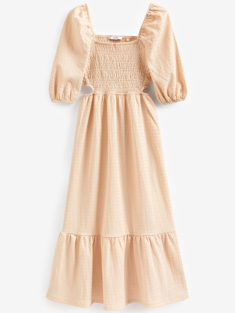 Ecru - Strukturiertes Midikleid aus Jersey mit Zierausschnitt - Bild 6 von 6 Ecru - Strukturiertes Midikleid aus Jersey mit Zierausschnitt - Bild 6 von 6