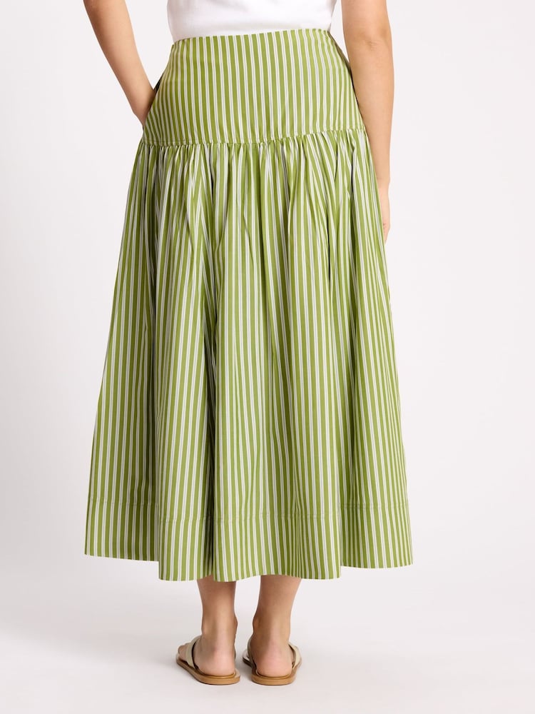 Albaray Green Stripe Drop Waist Skirt - Image 2 of 5 Albaray Green Stripe Drop Waist Skirt - Image 2 of 5
