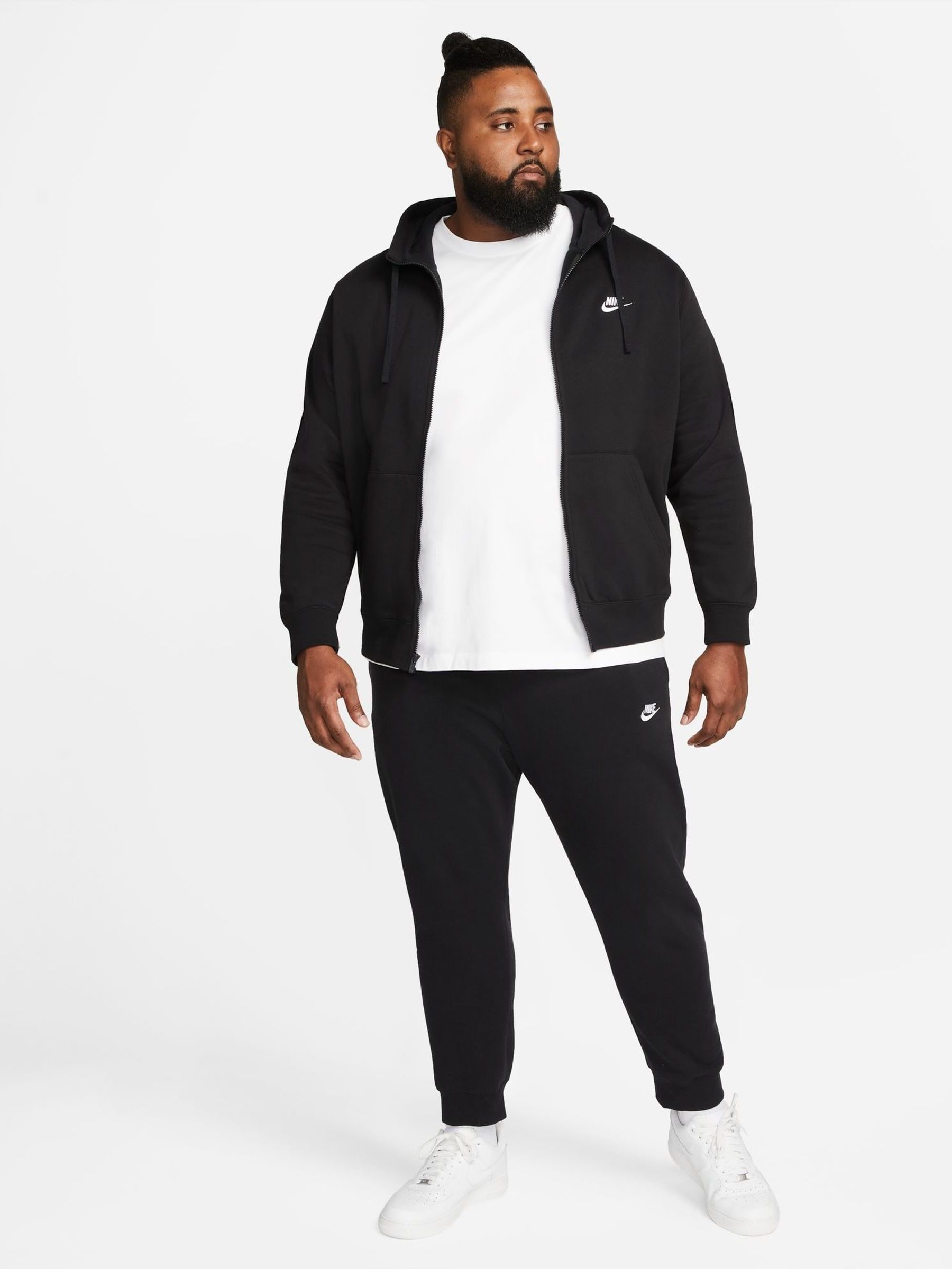 Buy Nike Black Club Zip Up Hoodie from Next Latvia