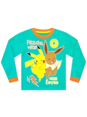 Character Green 100% Cotton Pokemon Pikachu and Eevee Pyjamas - Image 2 of 10