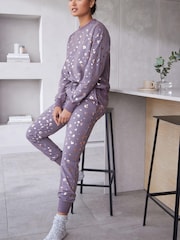 Lilac Purple Leopard Foil Supersoft Cosy Pyjamas - Image 3 of 7