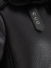 Quiz Black Shearling Aviator Jacket - Image 6 of 7