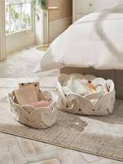 White Curved Rope Set of 2 Storage Basket - Image 1 of 6