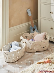 White Curved Rope Set of 2 Storage Basket - Image 2 of 6