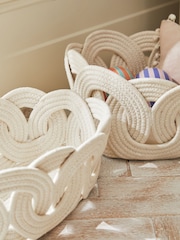White Curved Rope Set of 2 Storage Basket - Image 3 of 6