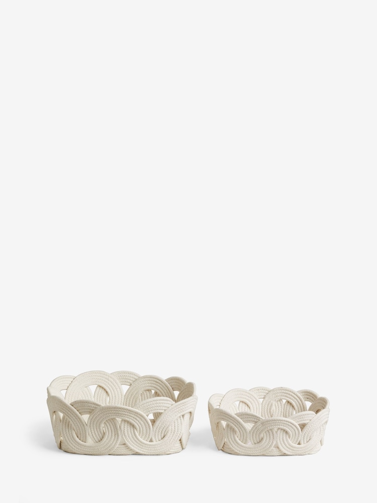 White Curved Rope Set of 2 Storage Basket - Image 6 of 6