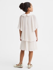 Reiss Ivory Nadia 9-13 yrs Pleated Collared Tiered Dress - Image 6 of 7