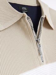 River Island Blue Boys 100% Cotton Blocked Stitch Polo Jumper - Image 4 of 5