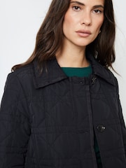Another Sunday Diamond Quilted Padded Lightweight Jacket with Collar In Black - Image 3 of 7