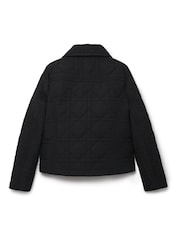 Another Sunday Diamond Quilted Padded Lightweight Jacket with Collar In Black - Image 6 of 7