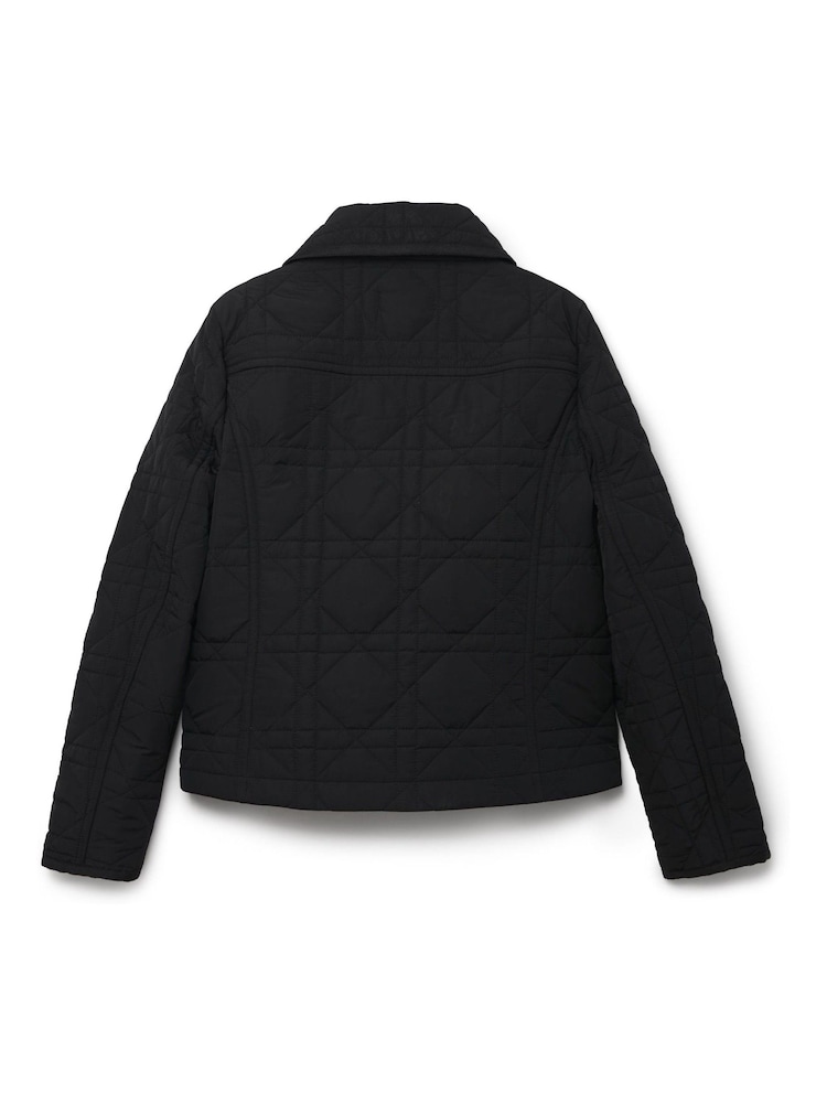 Another Sunday Diamond Quilted Padded Lightweight Jacket with Collar In Black - Image 6 of 7