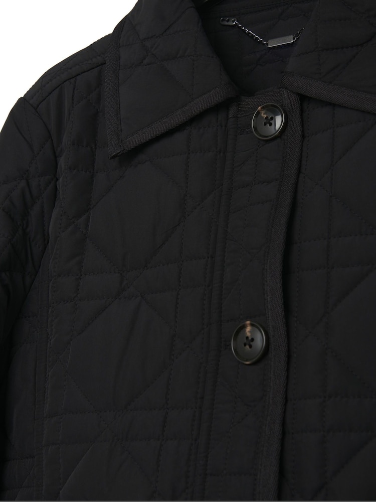 Another Sunday Diamond Quilted Padded Lightweight Jacket with Collar In Black - Image 7 of 7