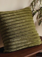 Catherine Lansfield Green Catherine Lansfield Soft and Cosy Ribbed Cushion - Image 1 of 4