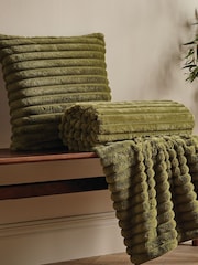 Catherine Lansfield Green Catherine Lansfield Soft and Cosy Ribbed Cushion - Image 2 of 4