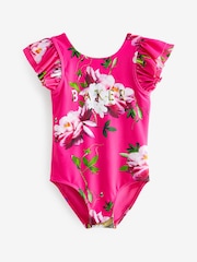 Baker by Ted Baker Pink Floral Frilled Swimsuit - Image 1 of 4