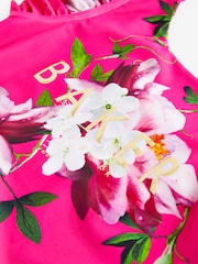 Baker by Ted Baker Pink Floral Frilled Swimsuit - Image 3 of 4