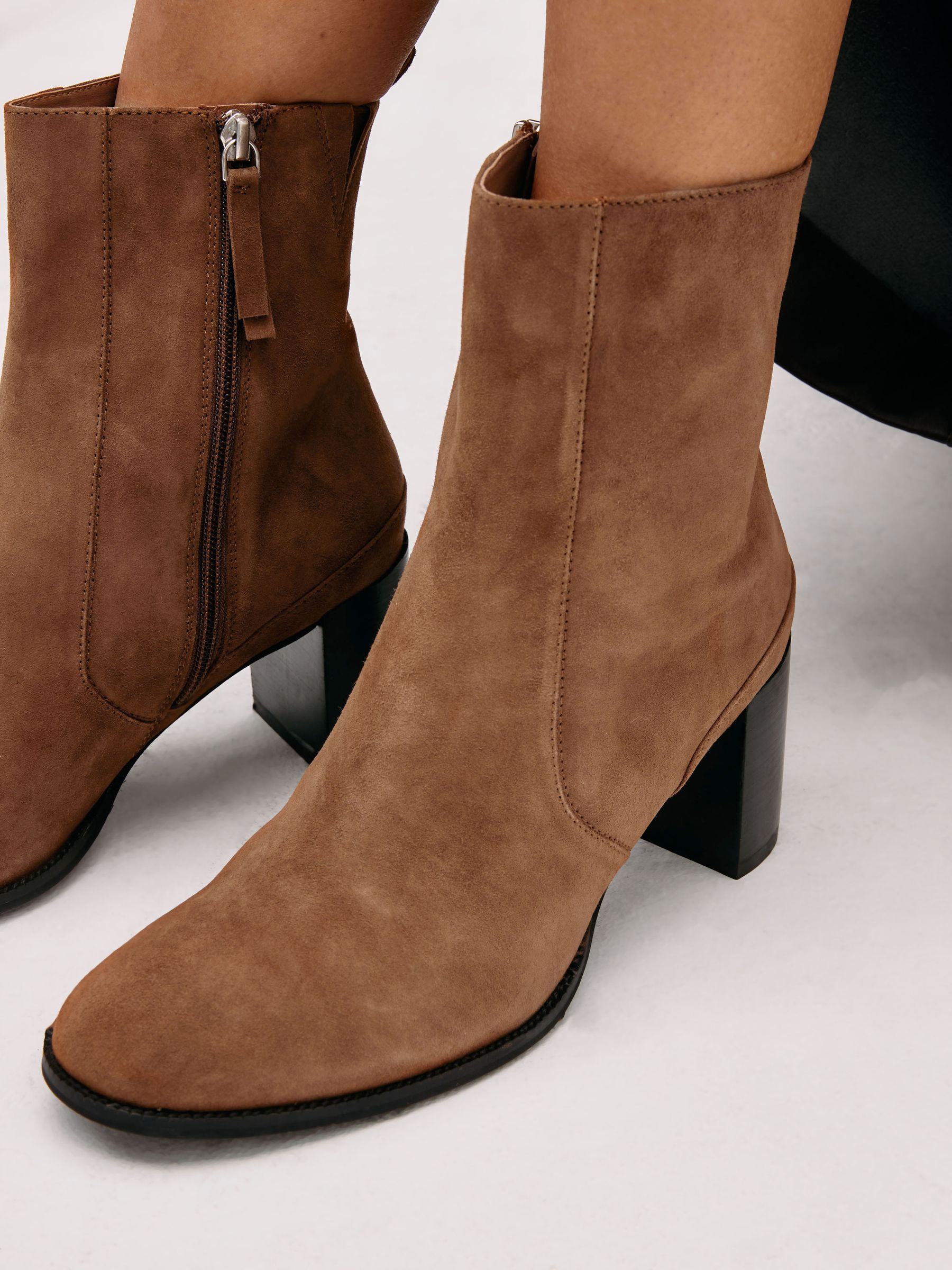 Tan leather heeled ankle boots on sale