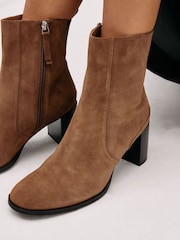 Tan Brown Forever Comfort® Leather Ankle Heeled Boots - Image 2 of 6