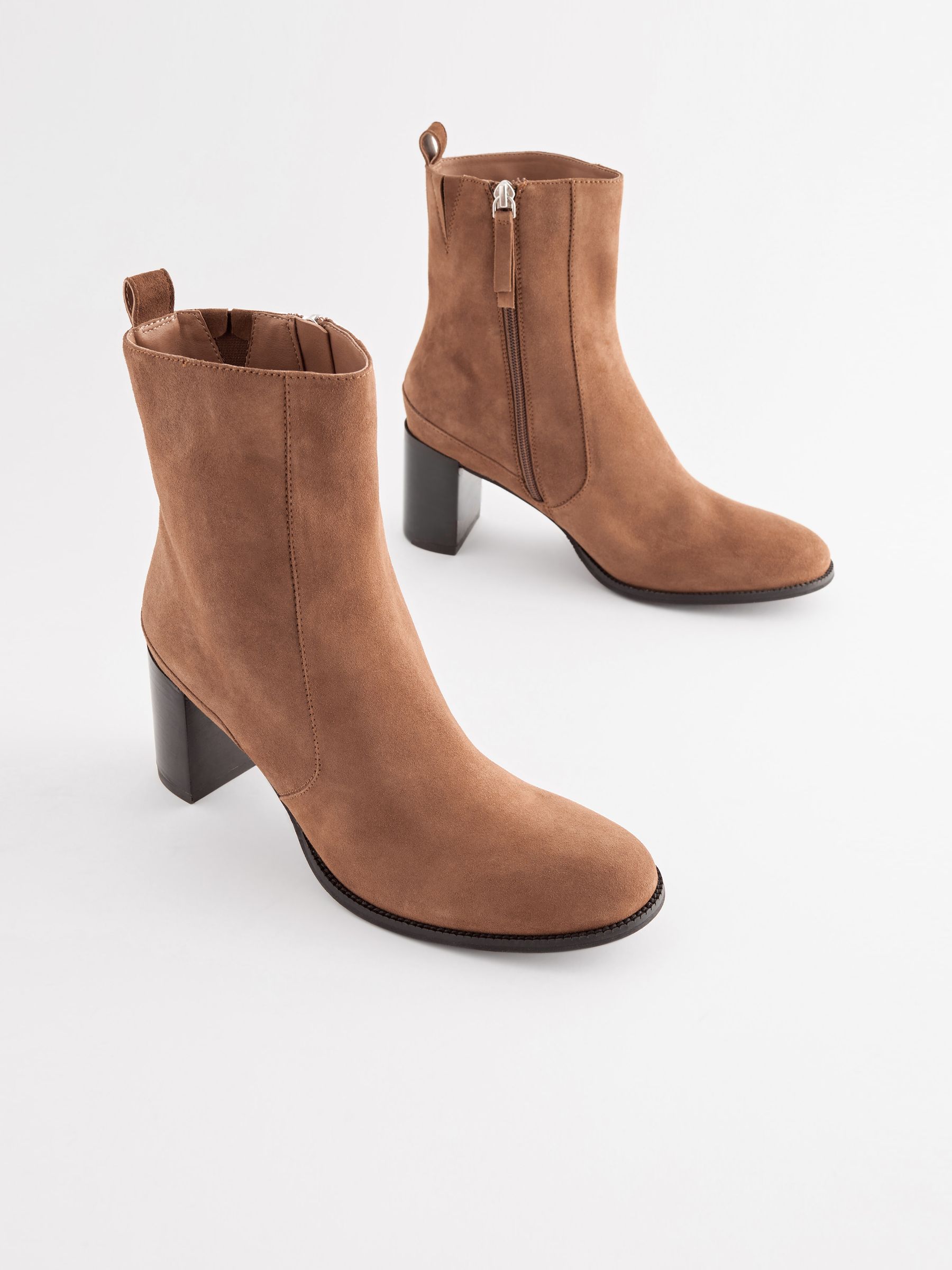 Buy Tan Brown Forever Comfort Leather Ankle Heeled Boots from Next Ireland