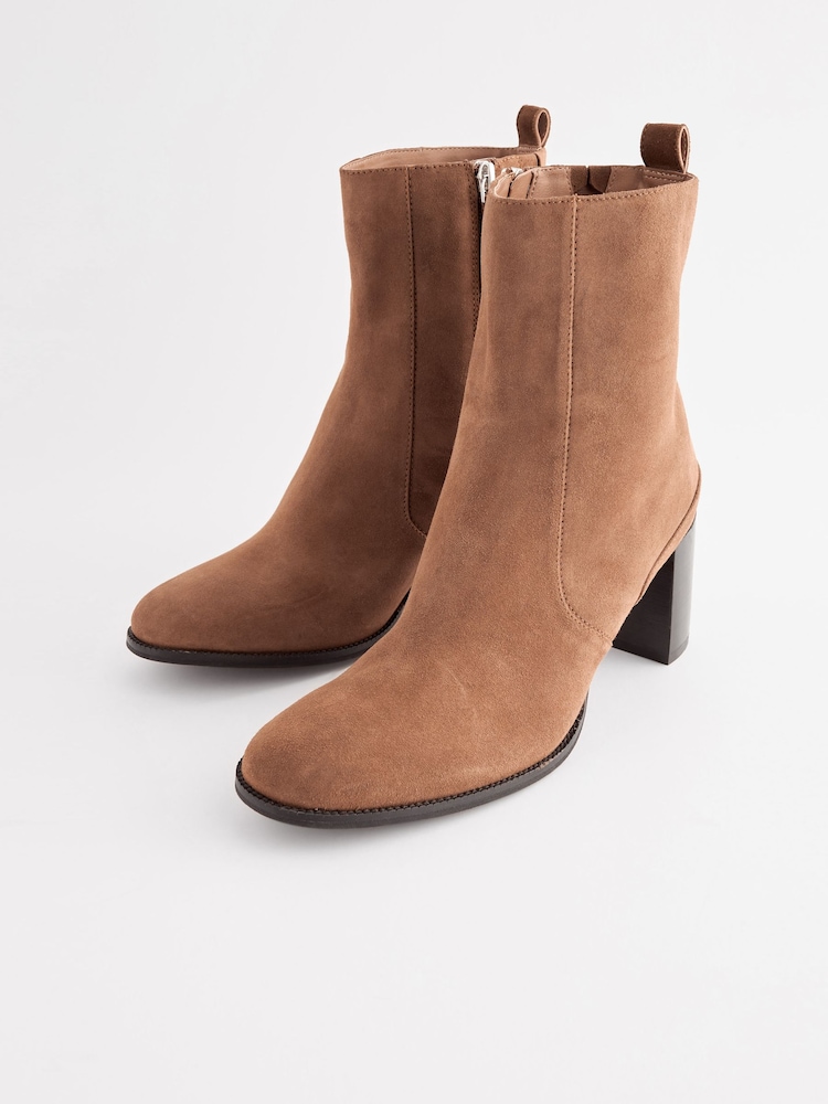 Tan Brown Forever Comfort® Leather Ankle Heeled Boots - Image 4 of 6