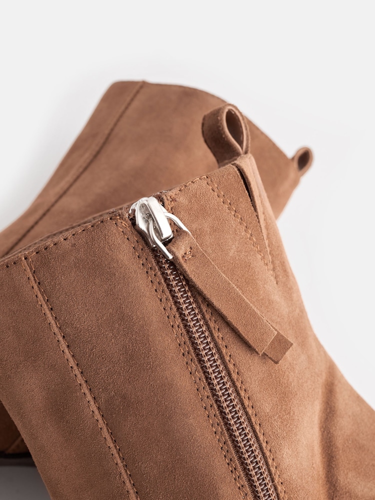 Tan Brown Forever Comfort® Leather Ankle Heeled Boots - Image 5 of 6