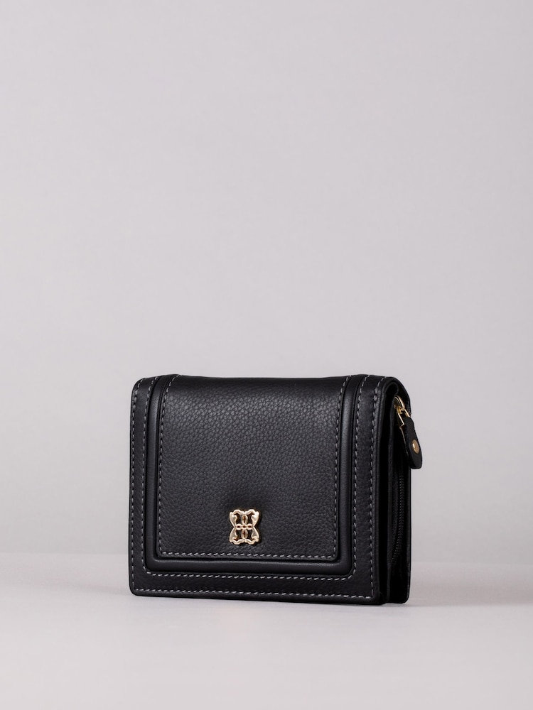 Lakeland Leather Black Small Icon Leather Flapover Purse - Image 1 of 4