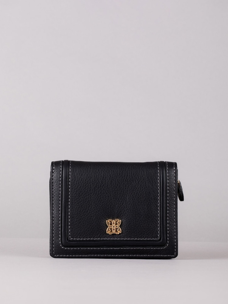 Lakeland Leather Black Small Icon Leather Flapover Purse - Image 2 of 4