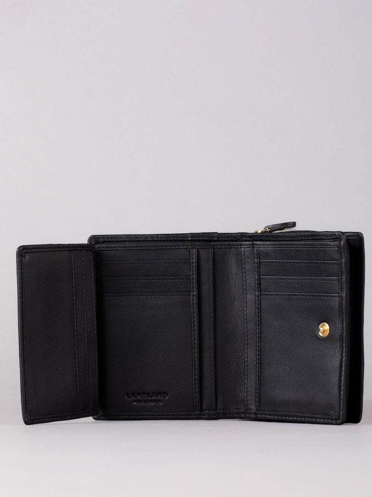Lakeland Leather Black Small Icon Leather Flapover Purse - Image 4 of 4
