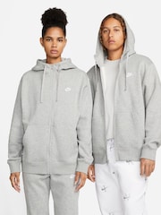 Nike Grey Club Zip Up Hoodie - Image 10 of 18