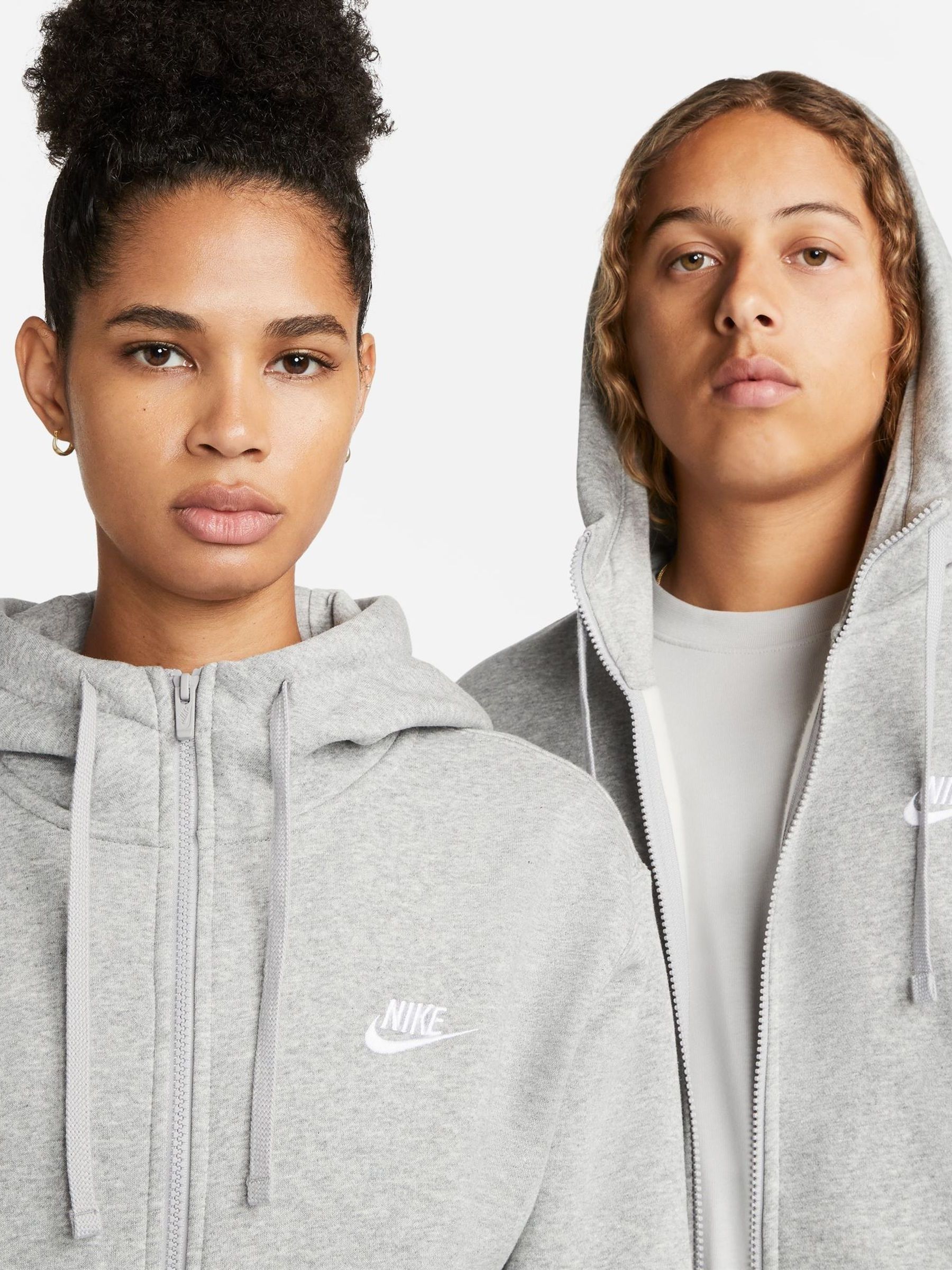 Buy Nike Grey Club Zip Up Hoodie from Next Luxembourg