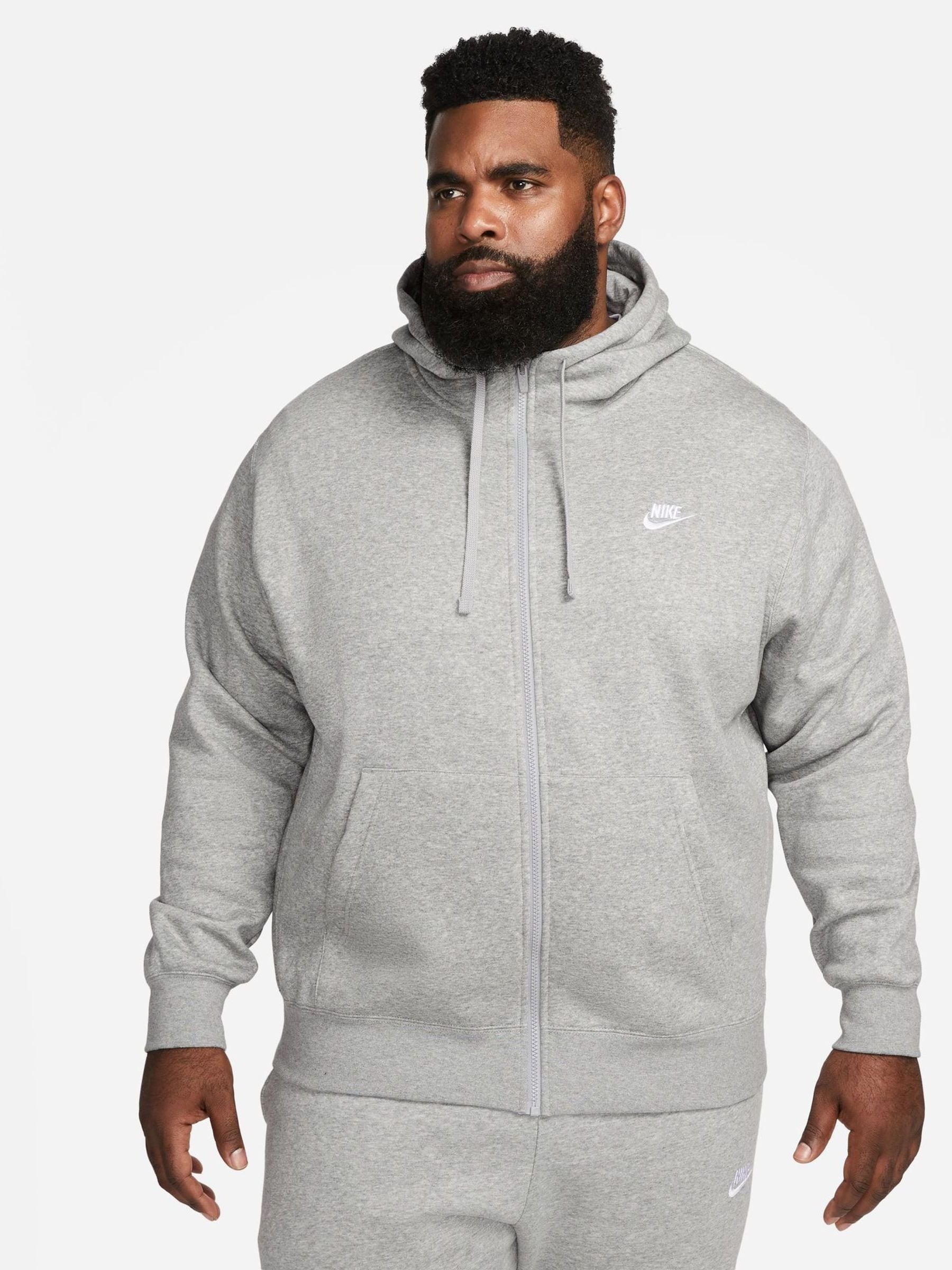 Buy Nike Grey Club Zip Up Hoodie from Next Malta