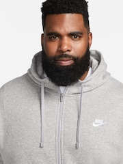 Nike Grey Club Zip Up Hoodie - Image 8 of 18