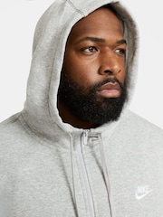 Nike Grey Club Zip Up Hoodie - Image 9 of 18